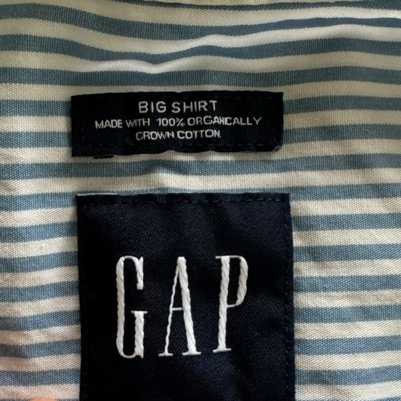 GAP BIG shirt loose oversized striped blue white medium cotton - Picture 10 of 10